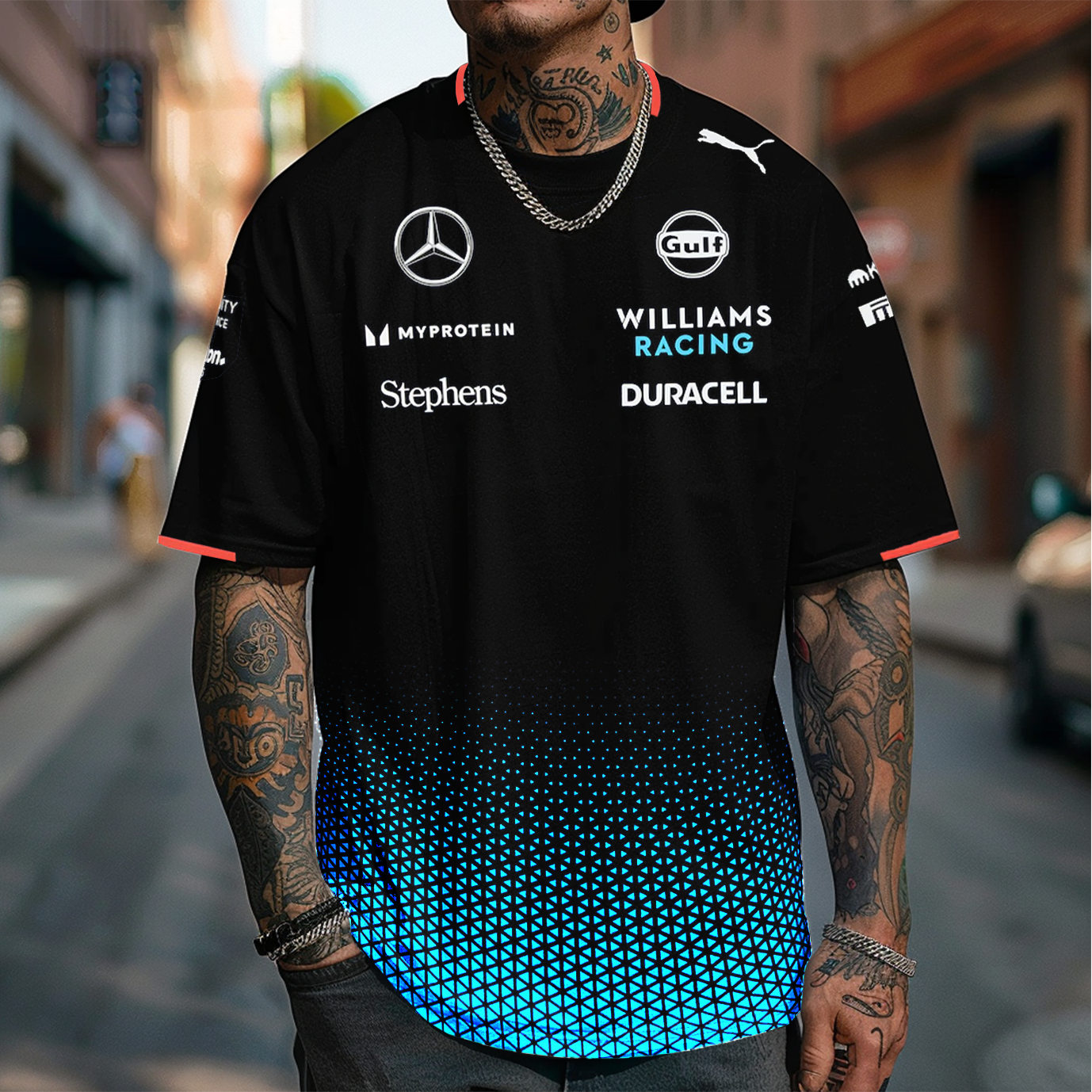 Men's Motor Race Print Loose Short Sleeve Oversized T-Shirt