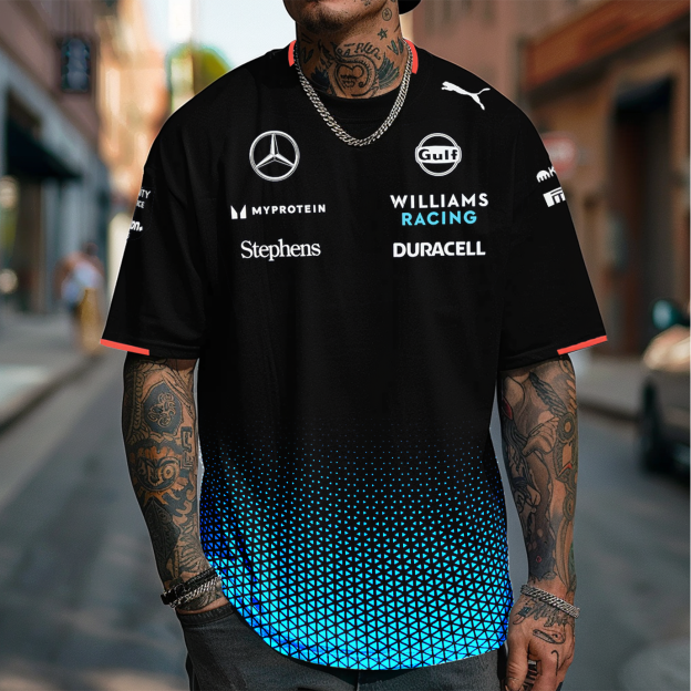 Men's Motor Race Print Loose Short Sleeve Oversized T-Shirt