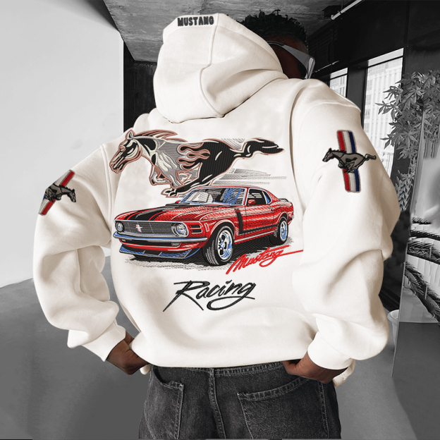Casual Loose Racing Print Hoodie