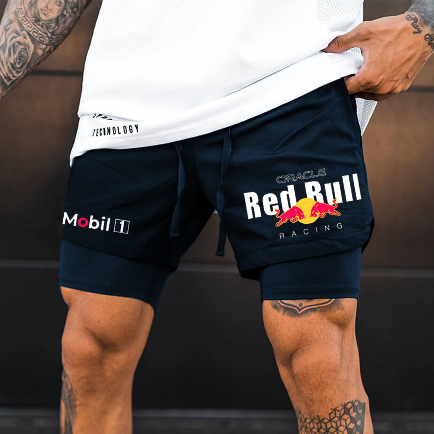 Racing Print Double Layer Shorts