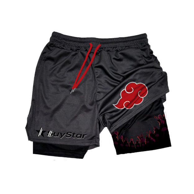 Men's Anime Print Drawstring Double Layer Shorts