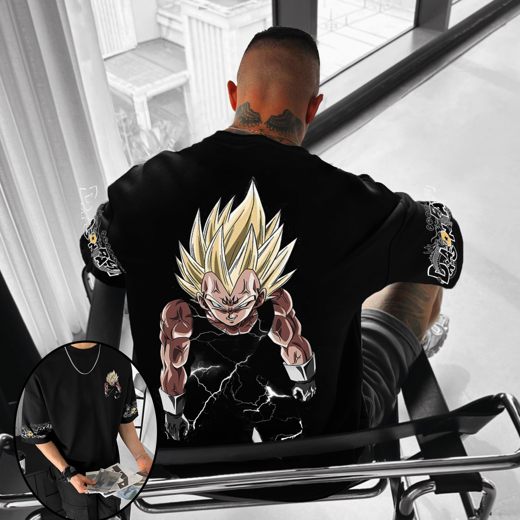 Unisex Oversized DB Anime Vegeta Printed T-shirt