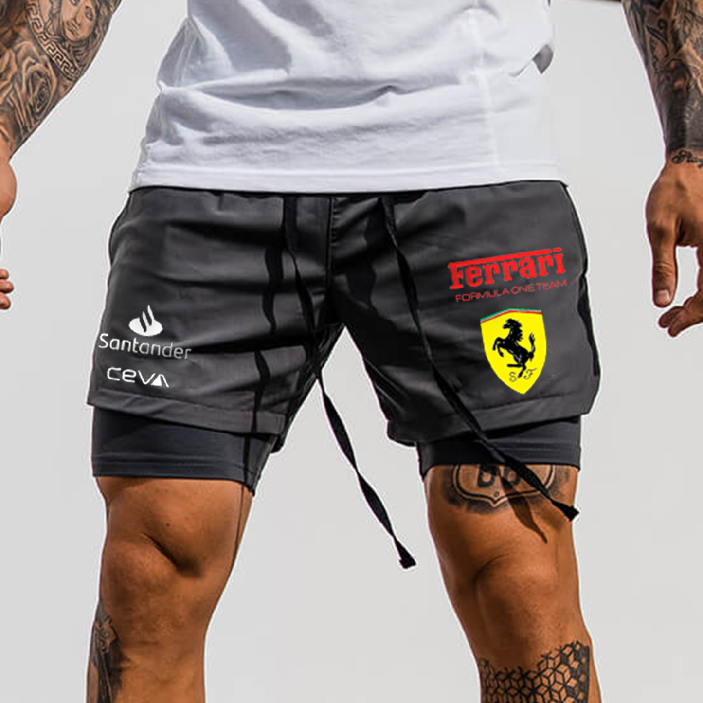 Racing Print Sports Double Shorts