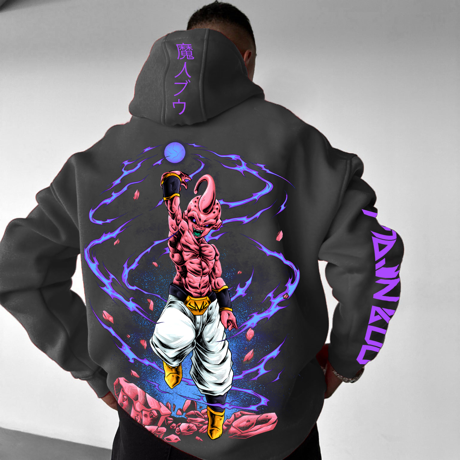 Unisex Anime Print Embroidered Casual Oversized Hoodie
