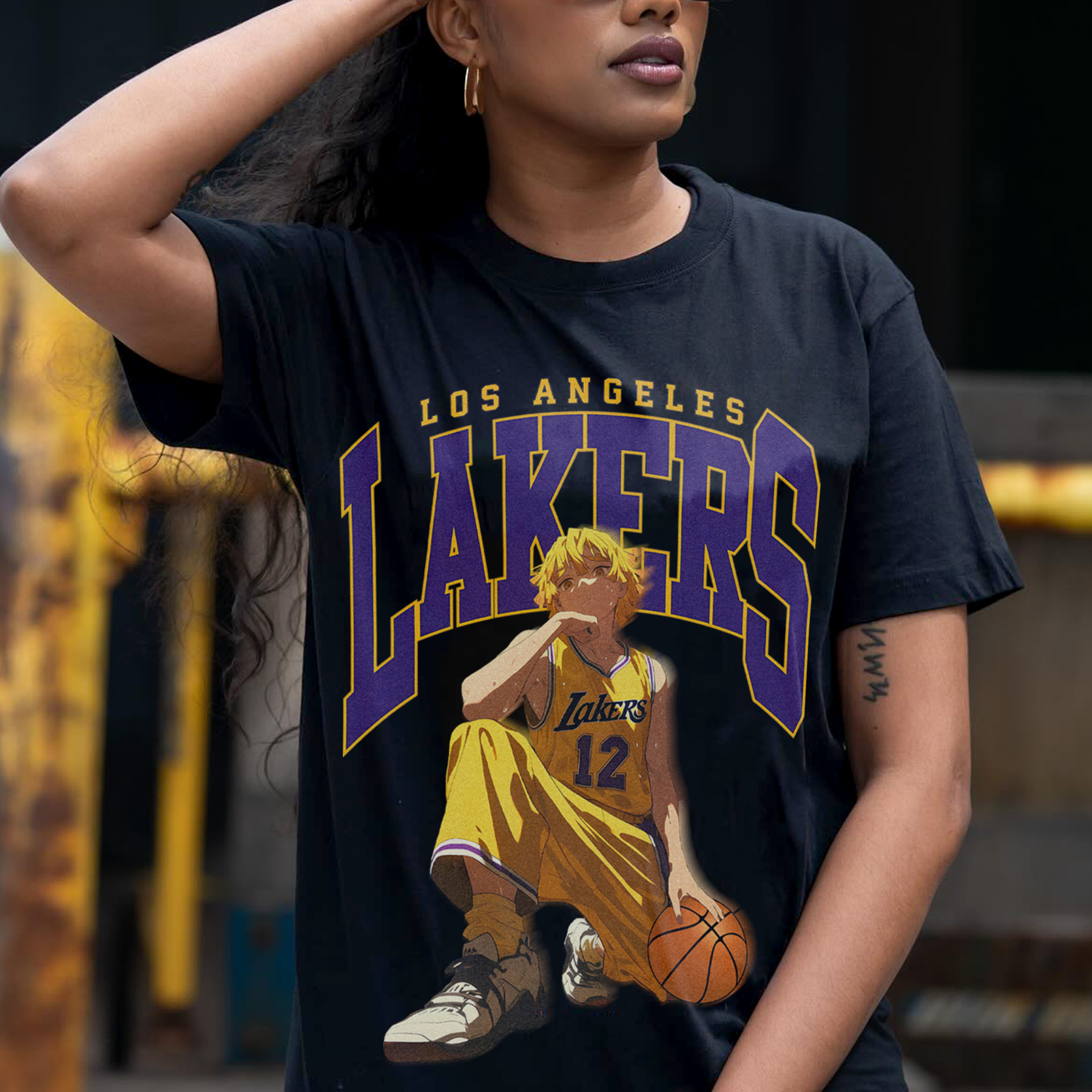 Unisex Vintage Tee丨 Lakers X Demon Slayer Tee