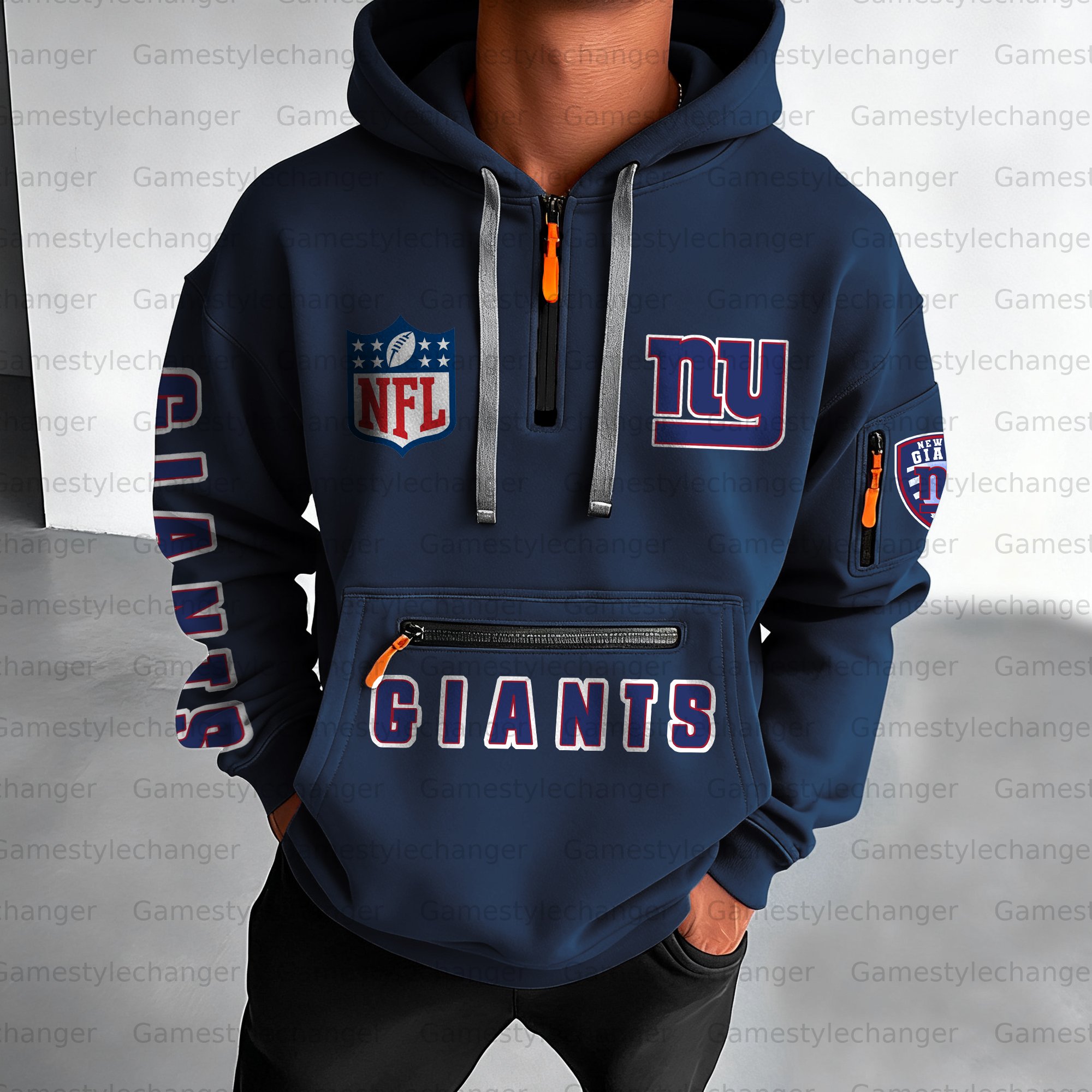 Unisex "New York Giants" Graphic Streetwear Vintage Plush Hoodie