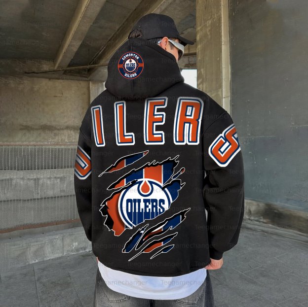Unisex "Edmonton Oilers" Graphic Streetwear Vintage Plush Hoodie