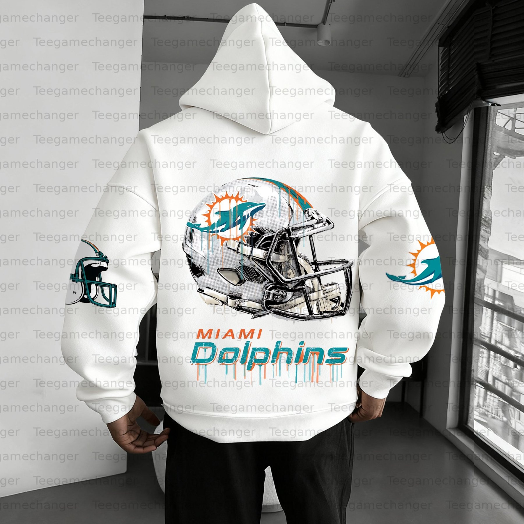 Unisex "Miami dolphins " Graphic Streetwear Vintage Plush Hoodie
