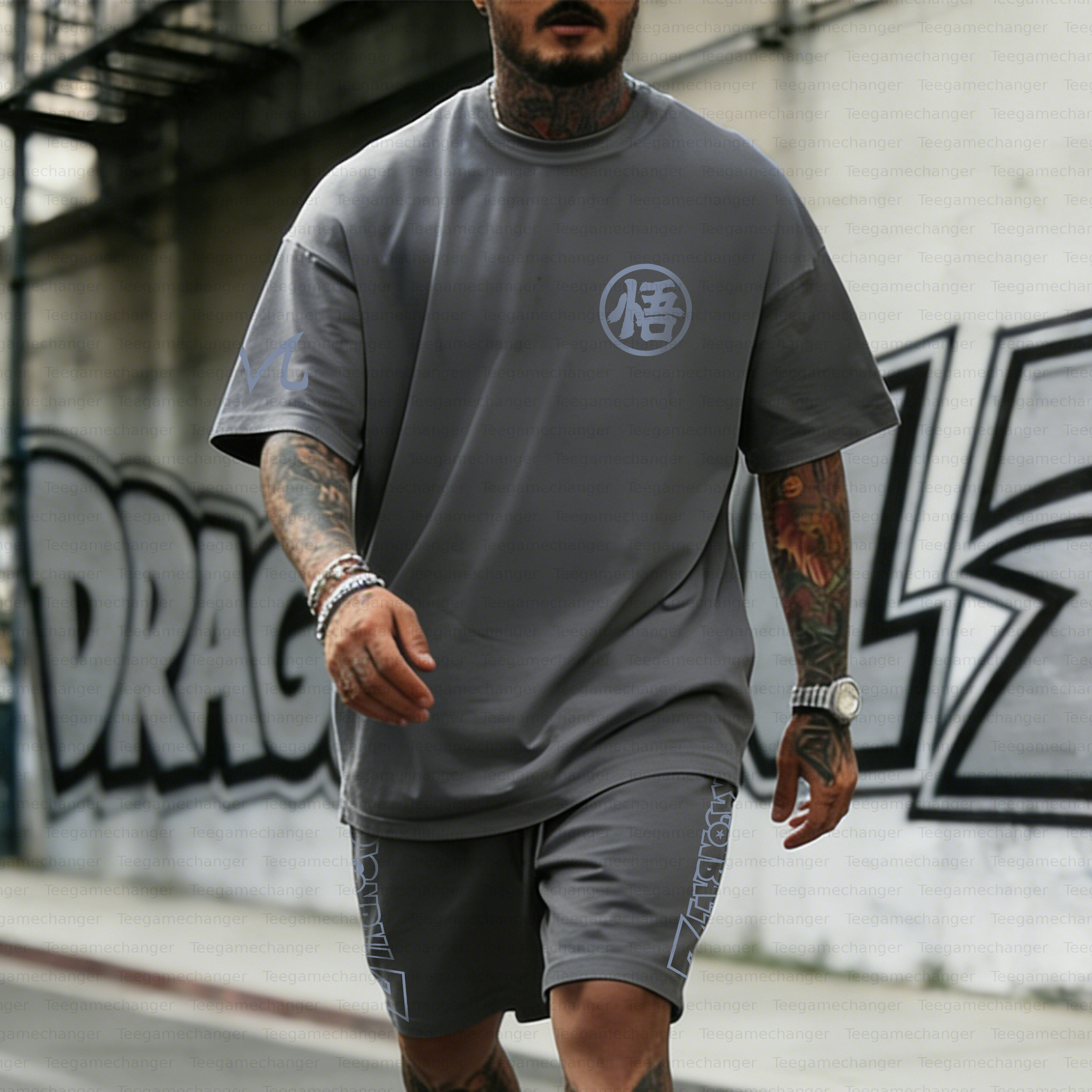 Unisex Anime Inspired Vintage T-shirt& Shorts 2 Pieces Set