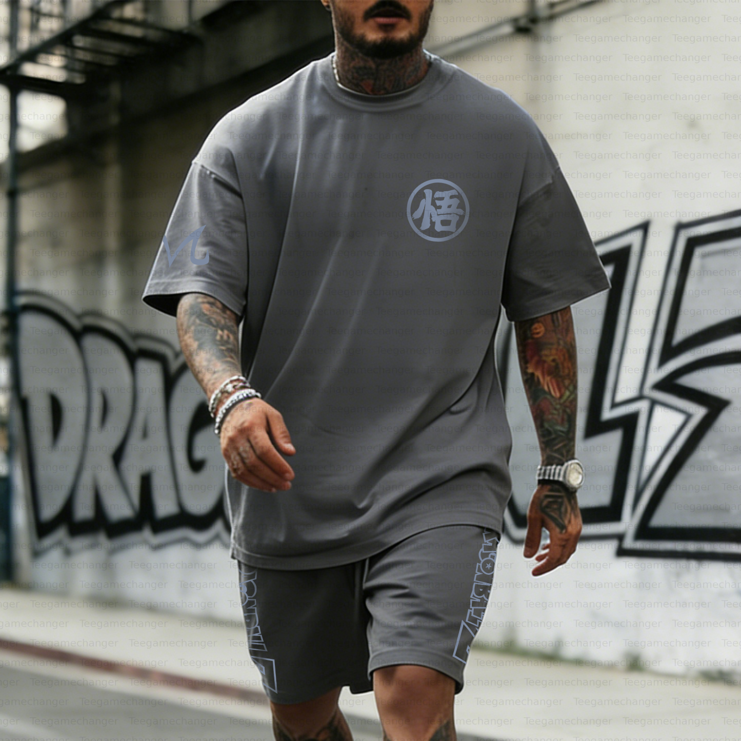 Unisex Anime Inspired Vintage T-shirt& Shorts 2 Pieces Set