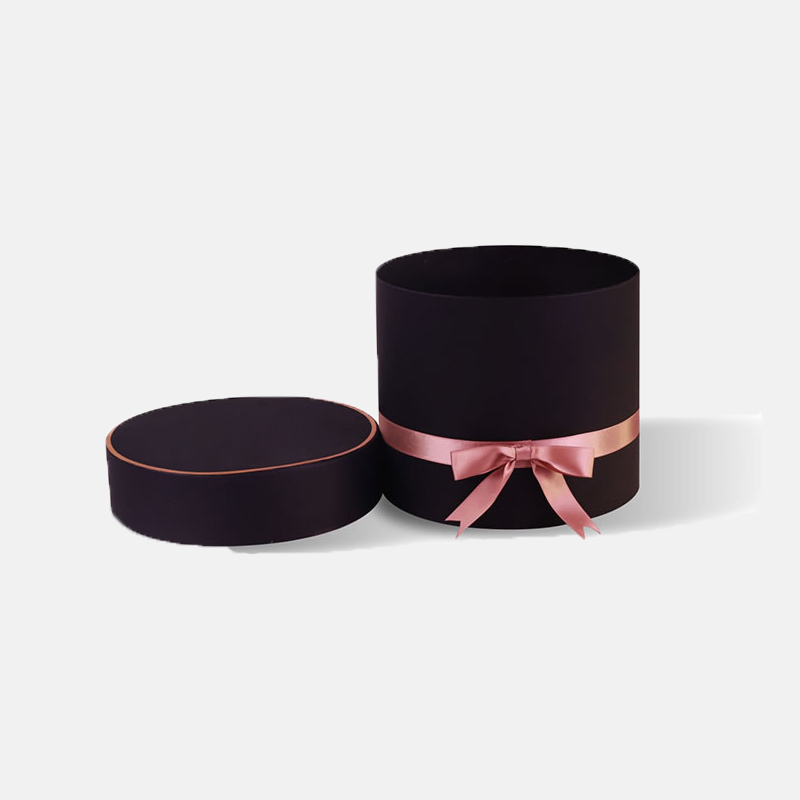 Black Gold Stamping Paper Tube Packaging with Ribbon Supplier