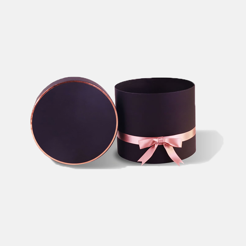 Black Gold Stamping Paper Tube Packaging with Ribbon Supplier