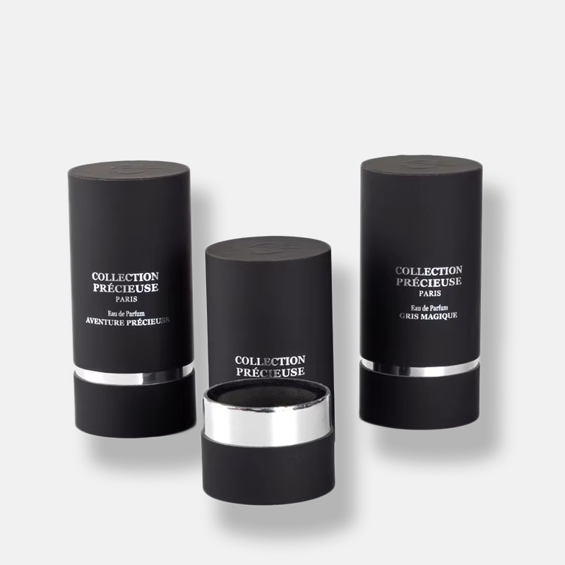 Black Touch Film Silver Card Paper Tube Packaging with Lining