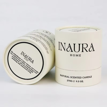 Custom Beige Candle Paper Tube Packaging Wholesale