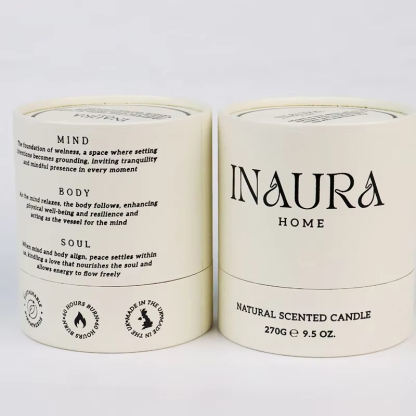 Custom Beige Candle Paper Tube Packaging Wholesale