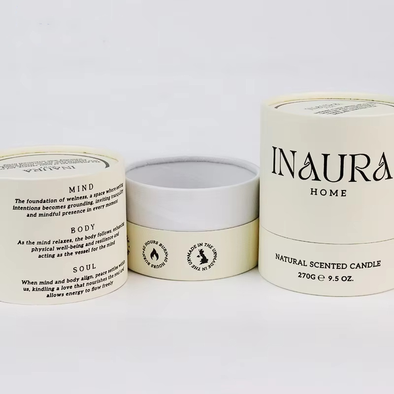 Custom Beige Candle Paper Tube Packaging Wholesale