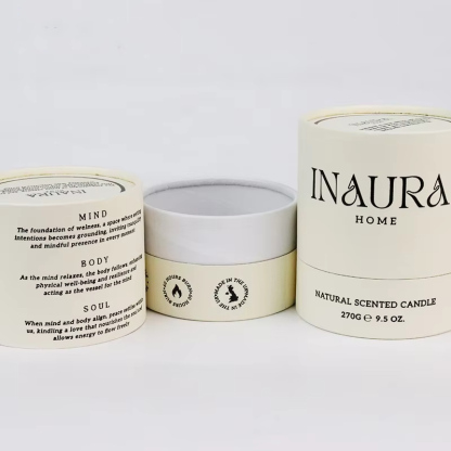 Custom Beige Candle Paper Tube Packaging Wholesale