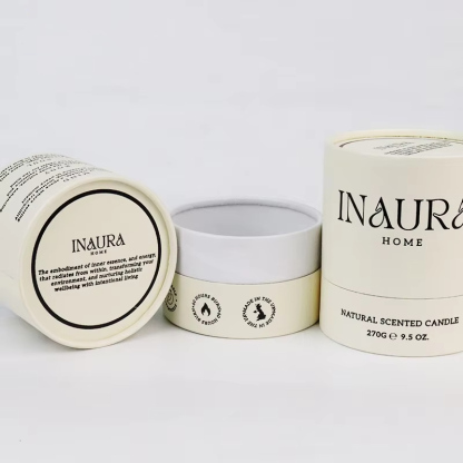 Custom Beige Candle Paper Tube Packaging Wholesale