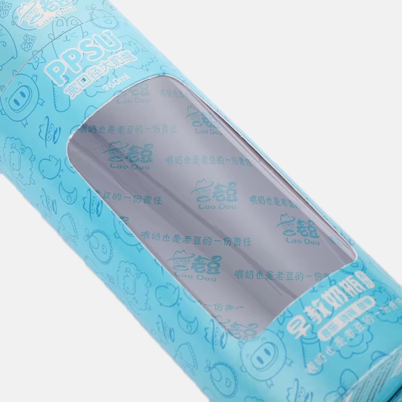 Custom Blue Transparent Window Cylindrical Paper Tube Wholesale