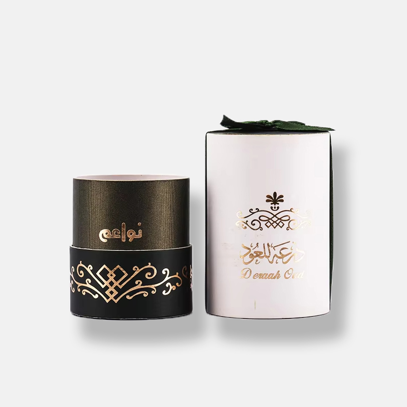 Custom Cosmetic Paper Tube Packaging Hot Stamping Ribbon