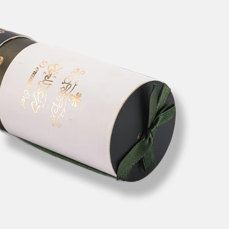 Custom Cosmetic Paper Tube Packaging Hot Stamping Ribbon