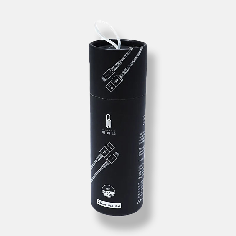 Custom Cylinder Paper Tube Packaging With Silk Handle for Electronic Accessories