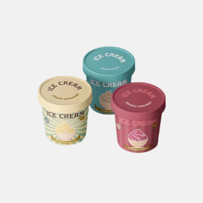 Custom Ice Cream Paper Tube Container With Lid