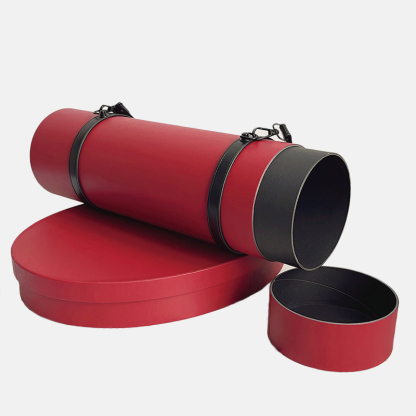 Custom Leather Paper Tube Packaging with Straps Wholesale