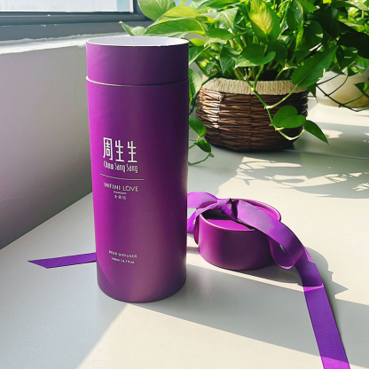 Custom Purple Turned-edge Paper Tube with Ribbon