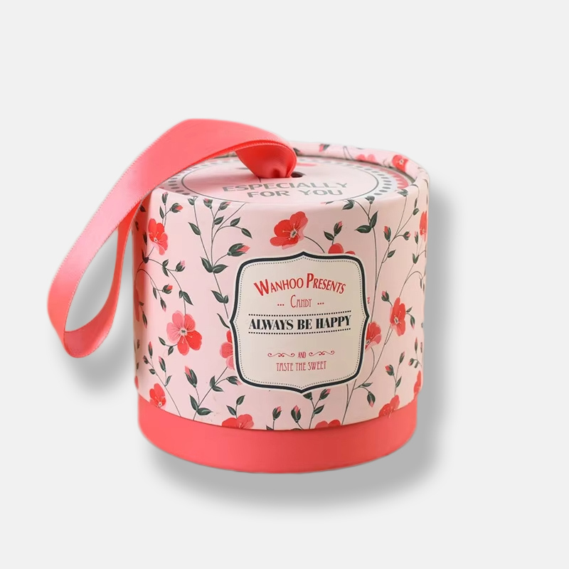 Customised Red Paper Tube Packaging Wholesale with Ribbon