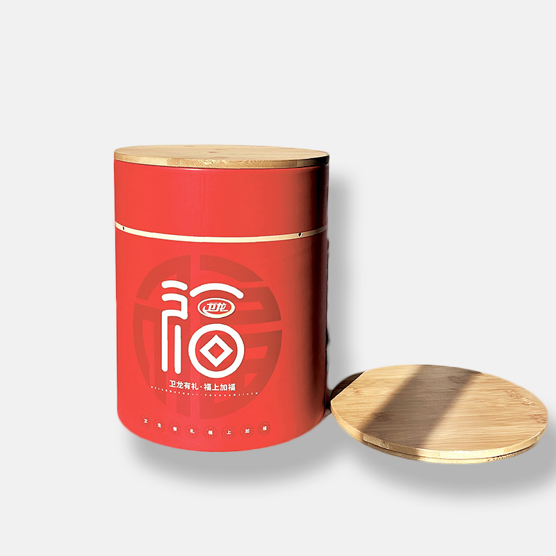 Large Diameter Snack Paper Tube with Wooden Cover Wholesale