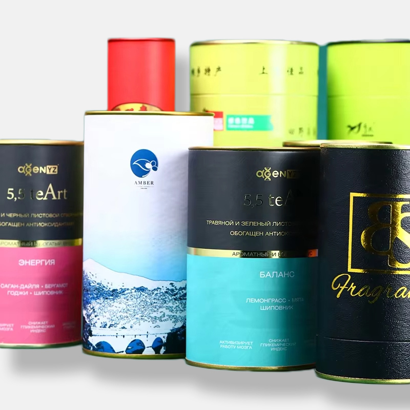 Tea Paper Tube Packaging with Metal Lid Wholesale