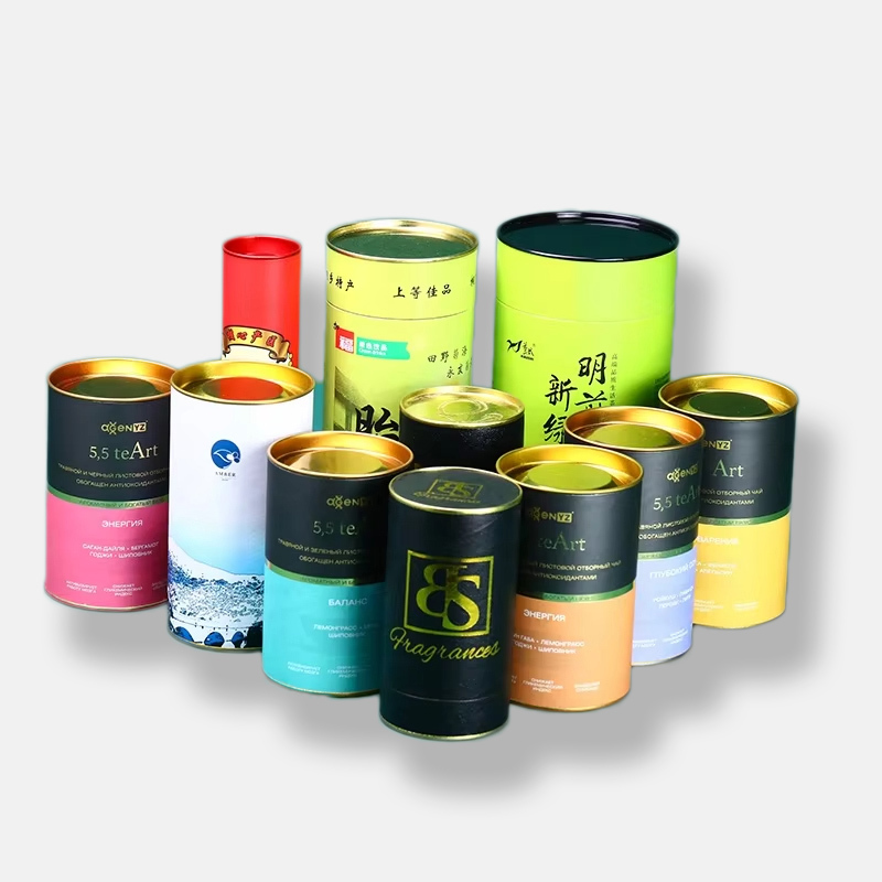 Tea Paper Tube Packaging with Metal Lid Wholesale
