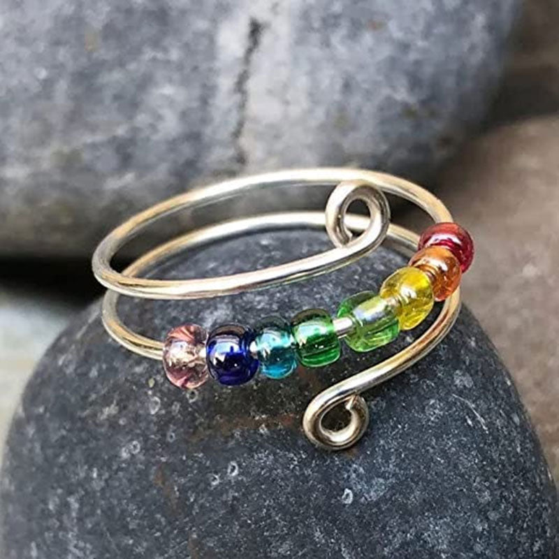 To My Daughter - Drive Away Your Anxiety Rainbow Beads Fidget Ring