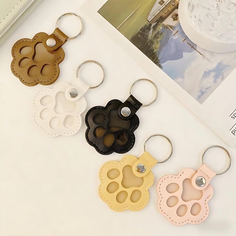 Pet Paw Shaped Leather Keychain
