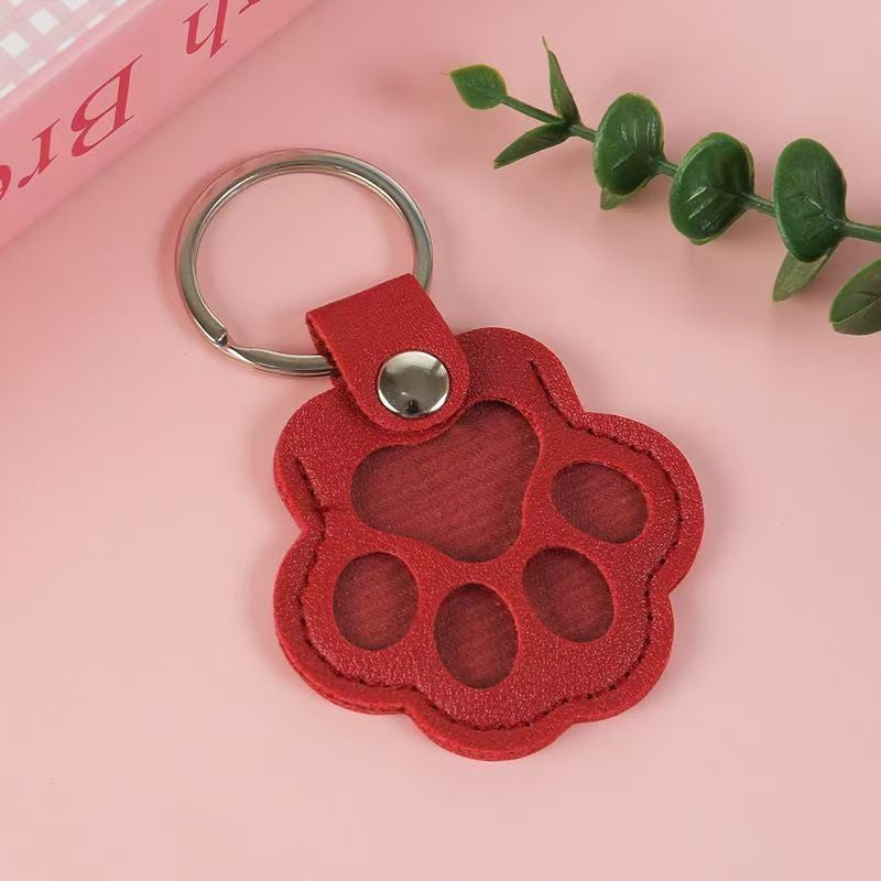 Pet Paw Shaped Leather Keychain
