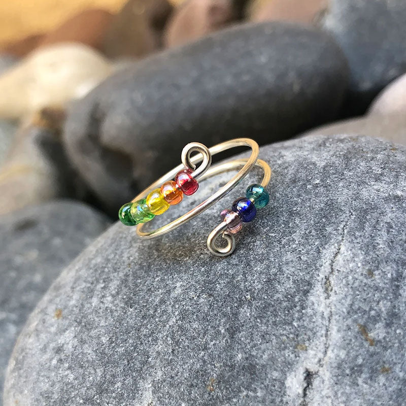 To My Daughter - Drive Away Your Anxiety Rainbow Beads Fidget Ring