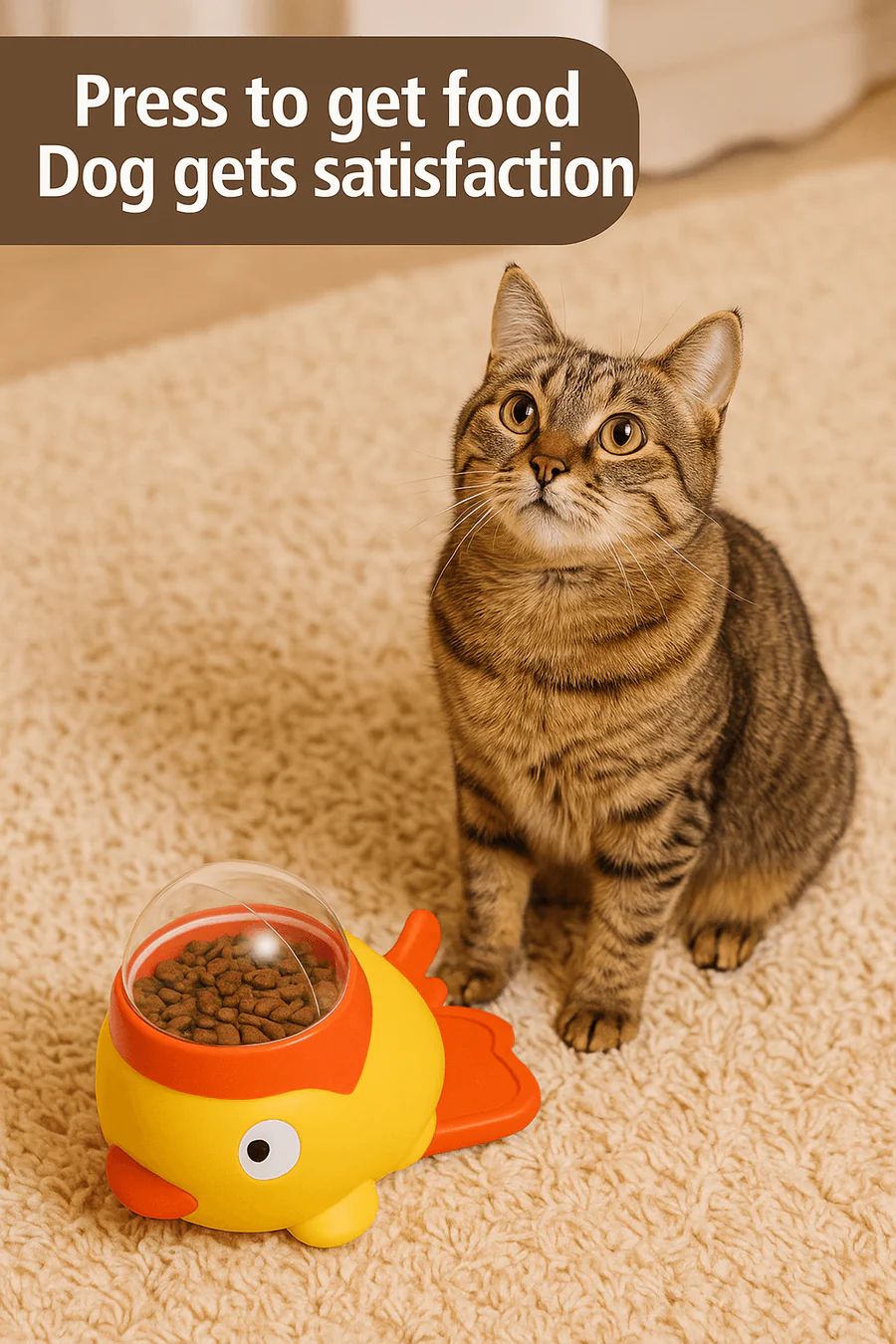 Interactive Duck-Themed Slow Feeder Toy for Cats
