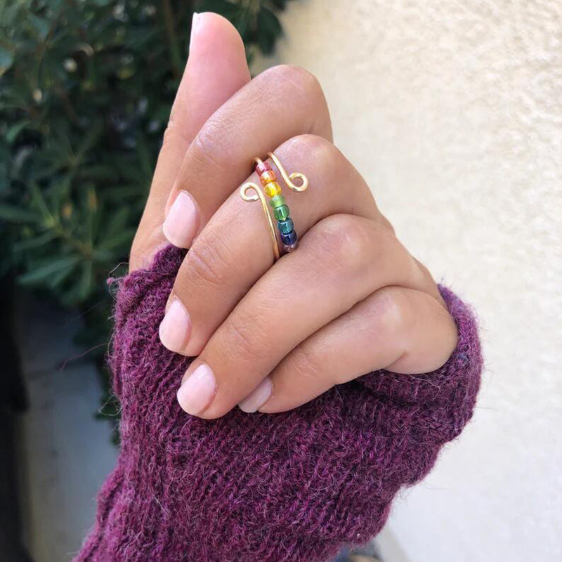 To My Daughter - Drive Away Your Anxiety Rainbow Beads Fidget Ring