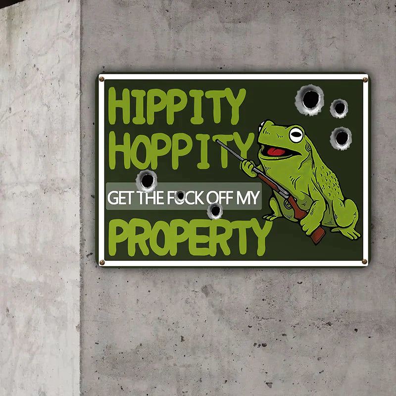 Metal Sign Hippity Hoppity Get Off My Property Frog No Trespassing Retro Metal Sign Vintage Sign For Home Decor