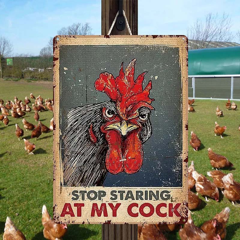 Chicken Stop Staring At My Cocker Vintage Home Decor, Room Decor Metal Sign-Jolura
