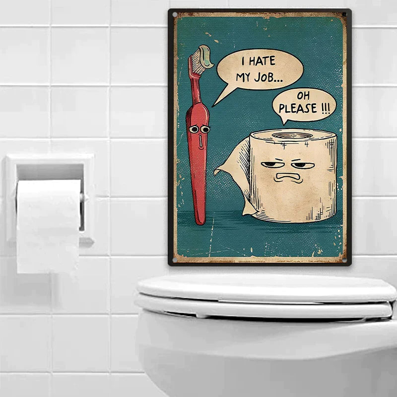 "I Hate My Job" "Oh Please" Vintage Sign Wall Decor, Room Decor, Home Decor Metal Sign-Jolura