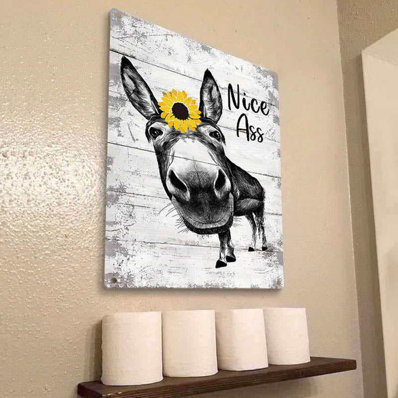 Funny Donkey Sunflower Metal Sign Unique Gifts For Home