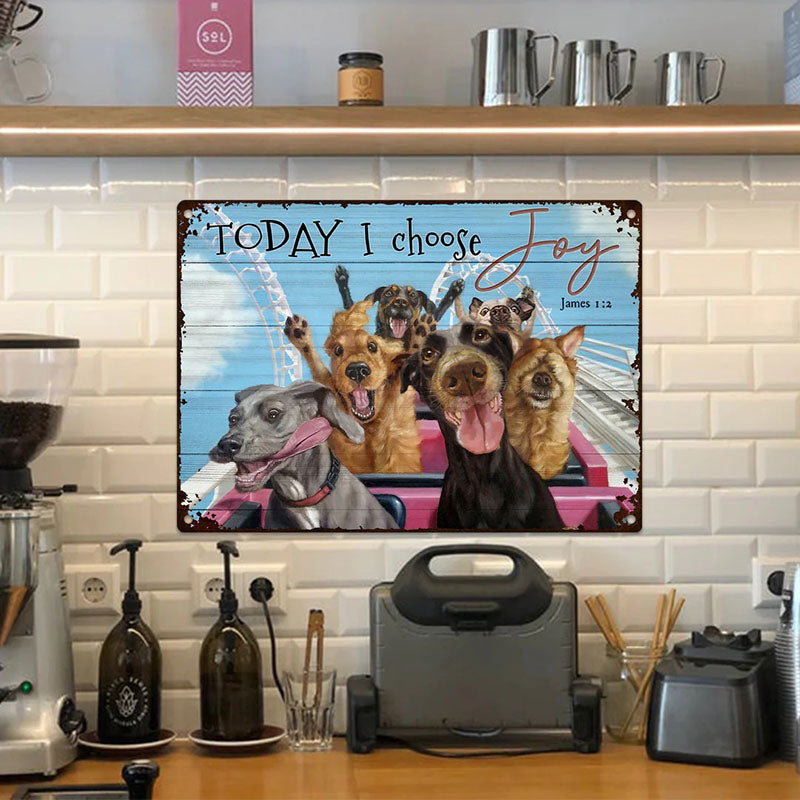 Funny Dogs Lover Roller Coaster Motivational Quote Today I Choose Joy Home Decor Retro Metal Tin Sign - Vintage Sign-Jolura