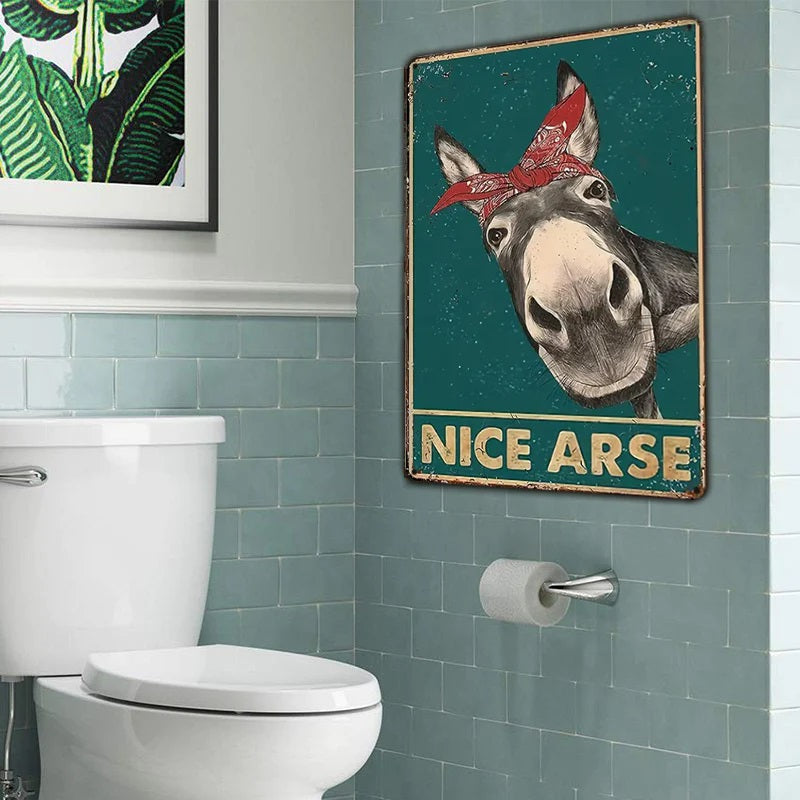 Vintage Metal Sign, Nice Donkey Fun Animal For Home Bathroom Farmhouse Bedroom Indoor And Outdoor Decoration-Jolura