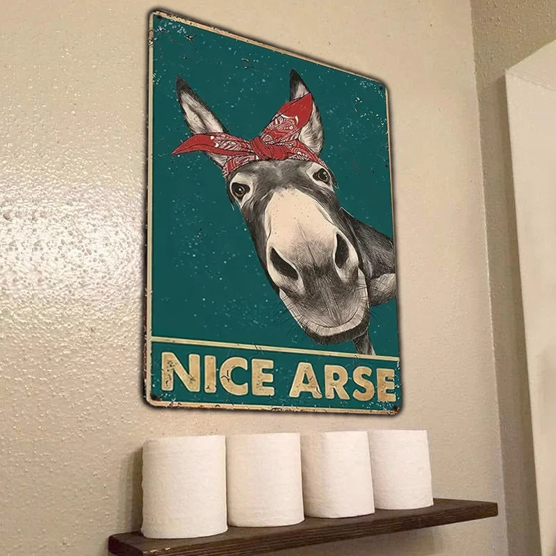 Vintage Metal Sign, Nice Donkey Fun Animal For Home Bathroom Farmhouse Bedroom Indoor And Outdoor Decoration-Jolura