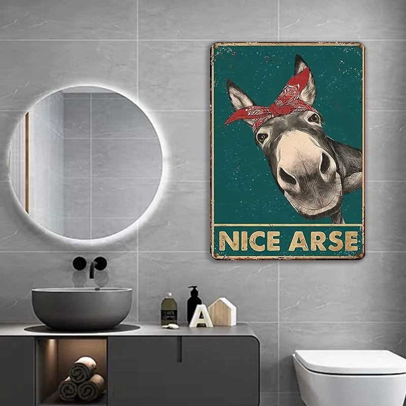Vintage Metal Sign, Nice Donkey Fun Animal For Home Bathroom Farmhouse Bedroom Indoor And Outdoor Decoration-Jolura