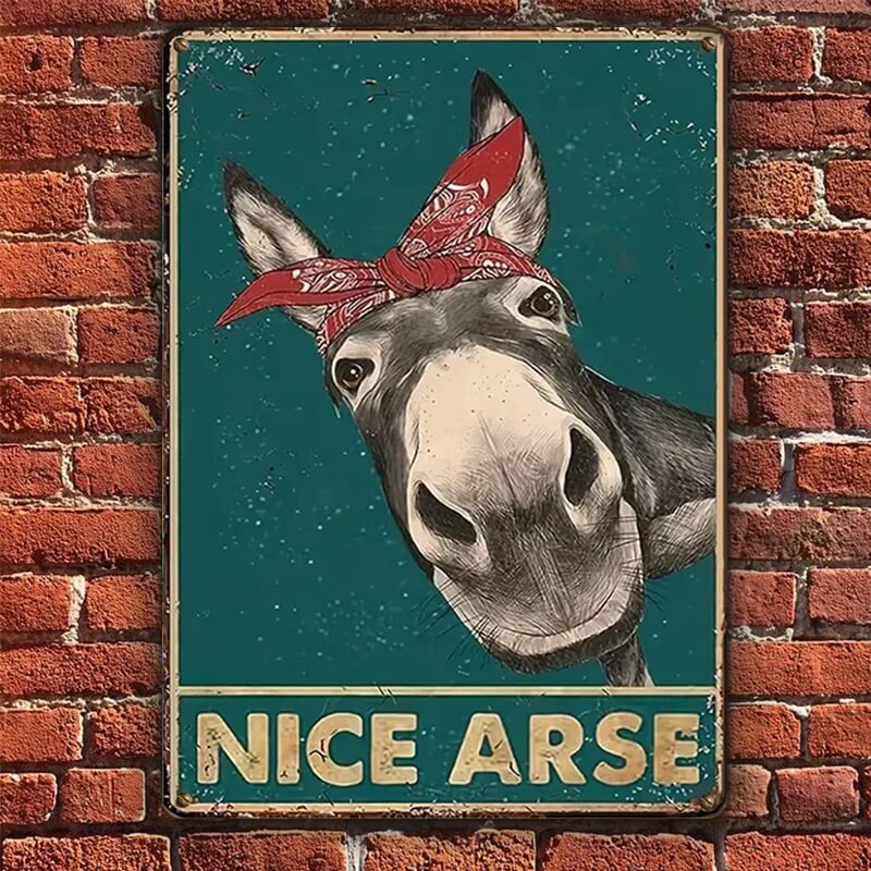 Vintage Metal Sign, Nice Donkey Fun Animal For Home Bathroom Farmhouse Bedroom Indoor And Outdoor Decoration-Jolura