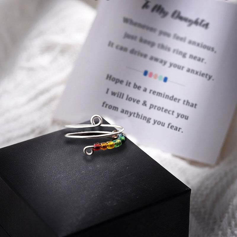 To My Daughter - Drive Away Your Anxiety Rainbow Beads Fidget Ring