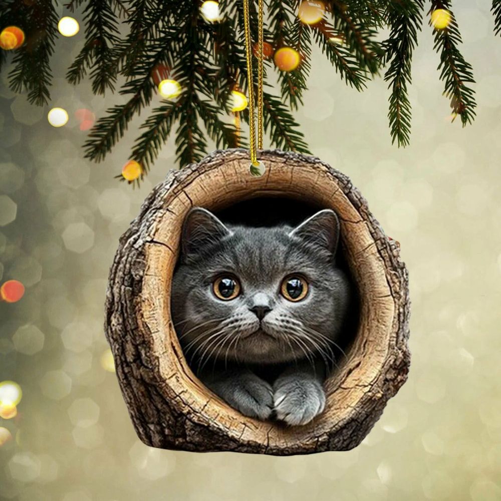 Russian Blue Cat - Animal Christmas Ornament CH057